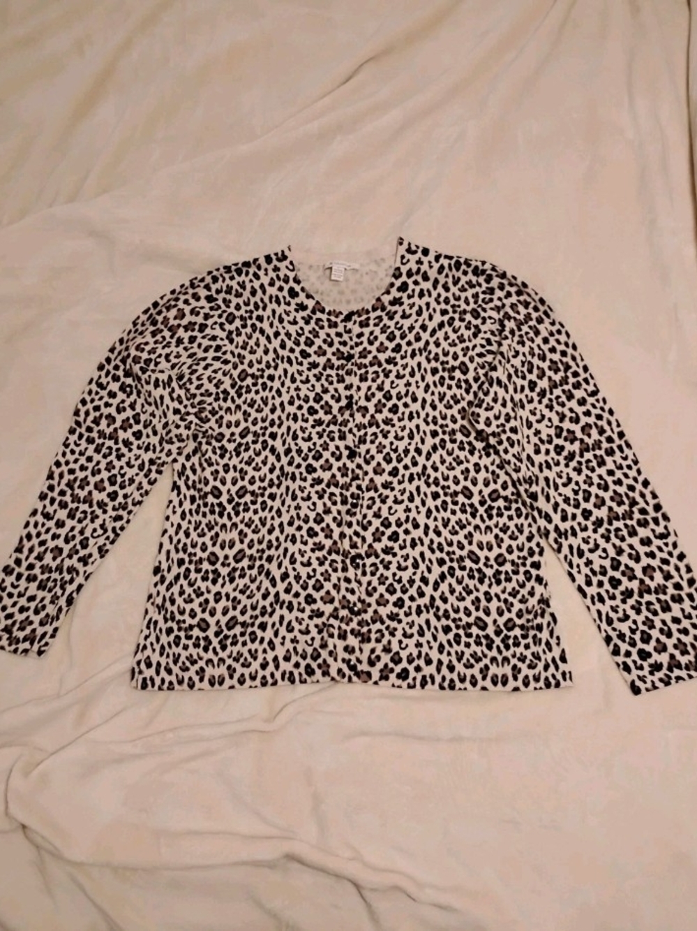 JM Collection Long Sleeve Leopard Print Cardigan Size L